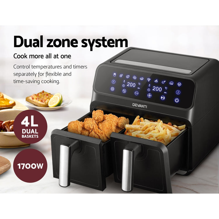 Devanti Air Fryer 8L Dual Zone Fryers - Flavour Fushion Cooking Shop