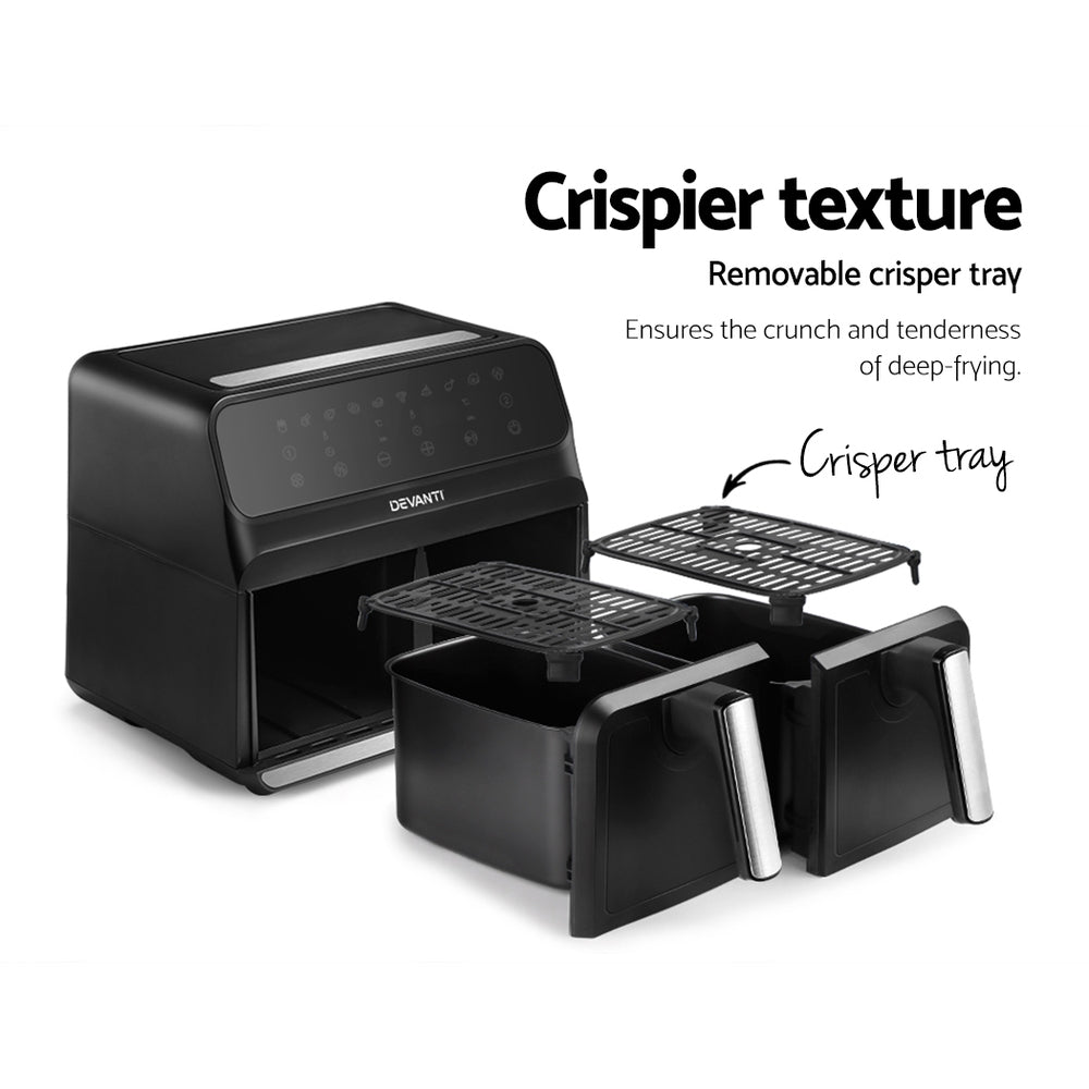 Devanti Air Fryer 8L Dual Zone Fryers - Flavour Fushion Cooking Shop