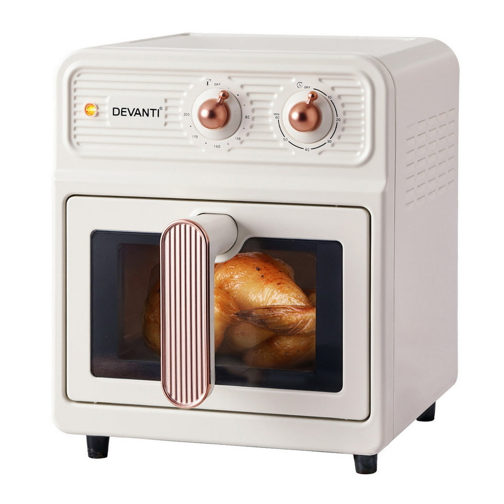 Devanti 6L Air Fryer Knob Control 1700W Cream - Flavour Fushion Cooking Shop
