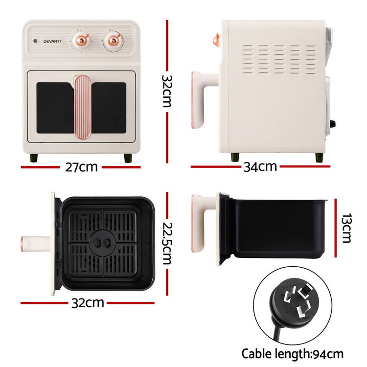Devanti 6L Air Fryer Knob Control 1700W Cream - Flavour Fushion Cooking Shop