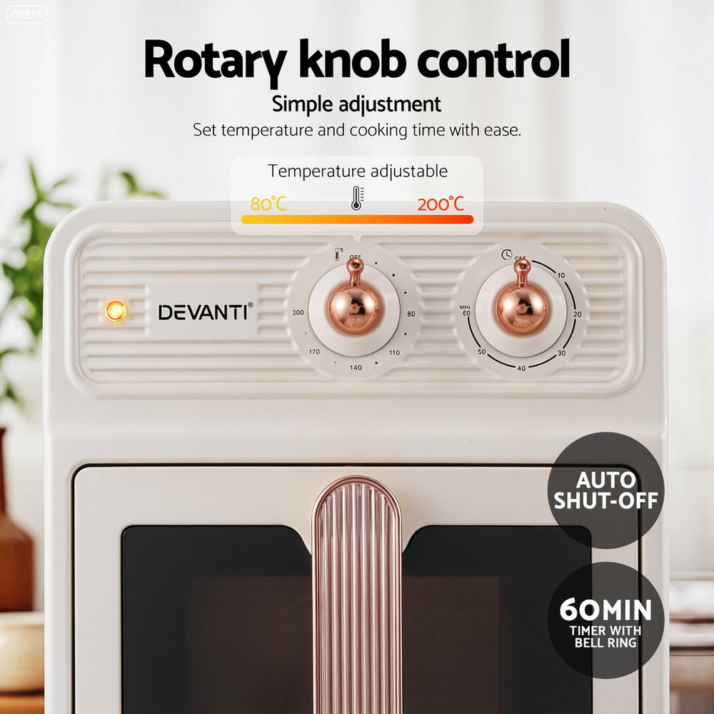 Devanti 6L Air Fryer Knob Control 1700W Cream - Flavour Fushion Cooking Shop