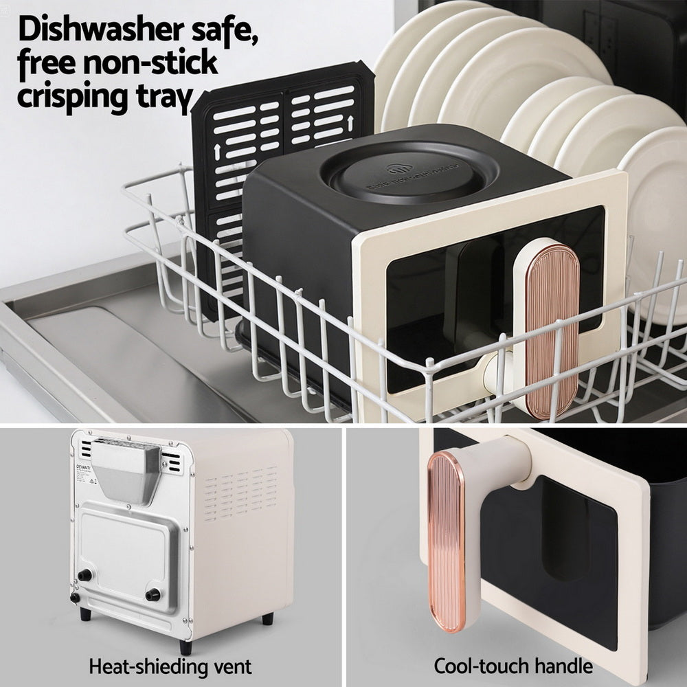 Devanti 6L Air Fryer Knob Control 1700W Cream - Flavour Fushion Cooking Shop