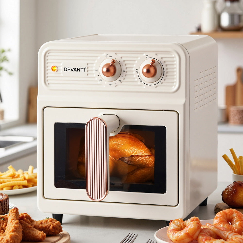 Devanti 6L Air Fryer Knob Control 1700W Cream - Flavour Fushion Cooking Shop