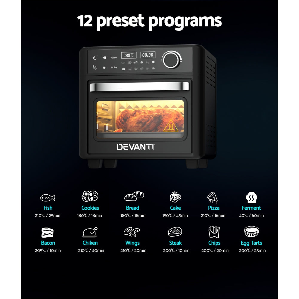Devanti Air Fryer 15L LCD Fryers Oven - Flavour Fushion Cooking Shop