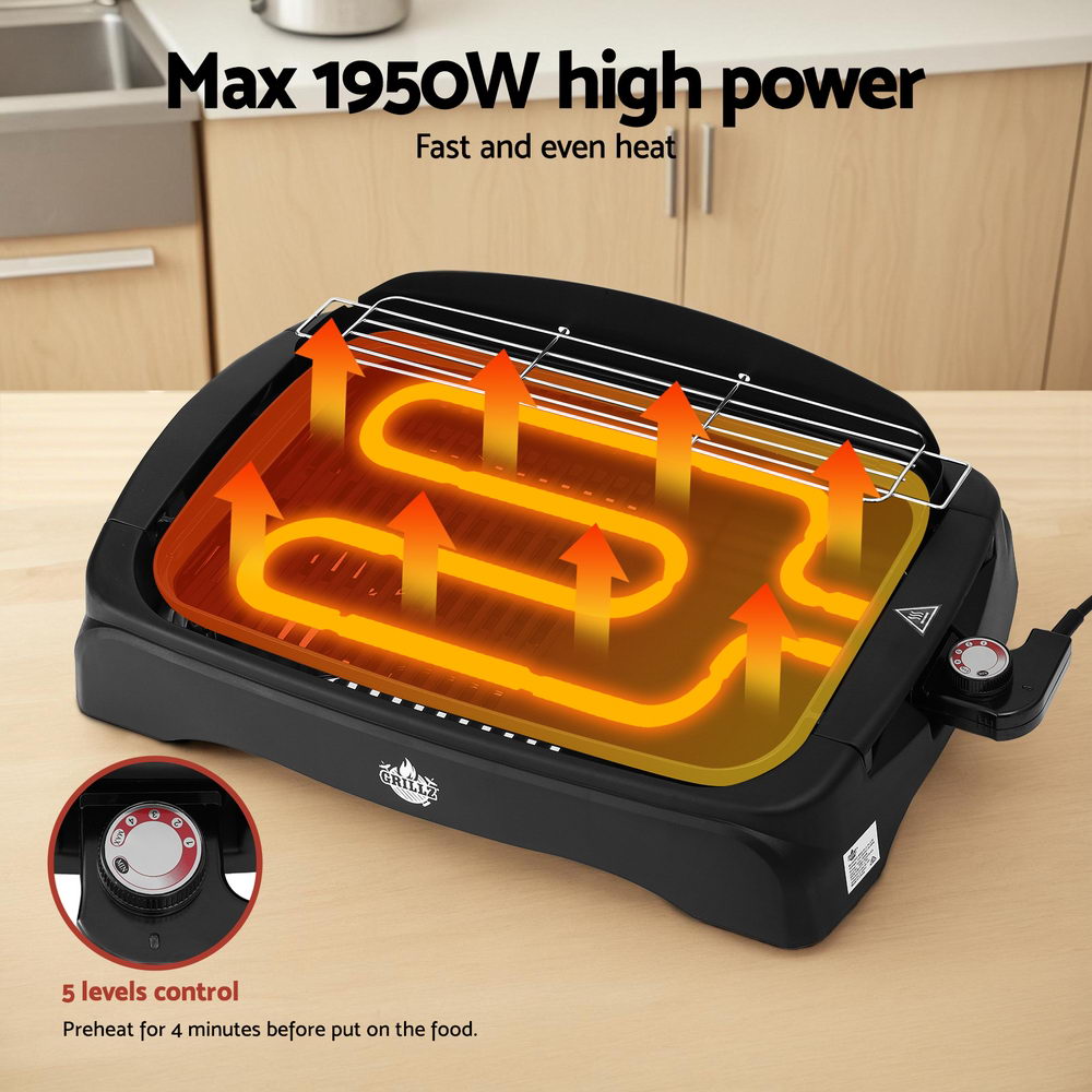 Grillz 1950W Electric BBQ Grill Non-stick Plate for Indoor Outdoor - Flavour Fushion Cooking Shop
