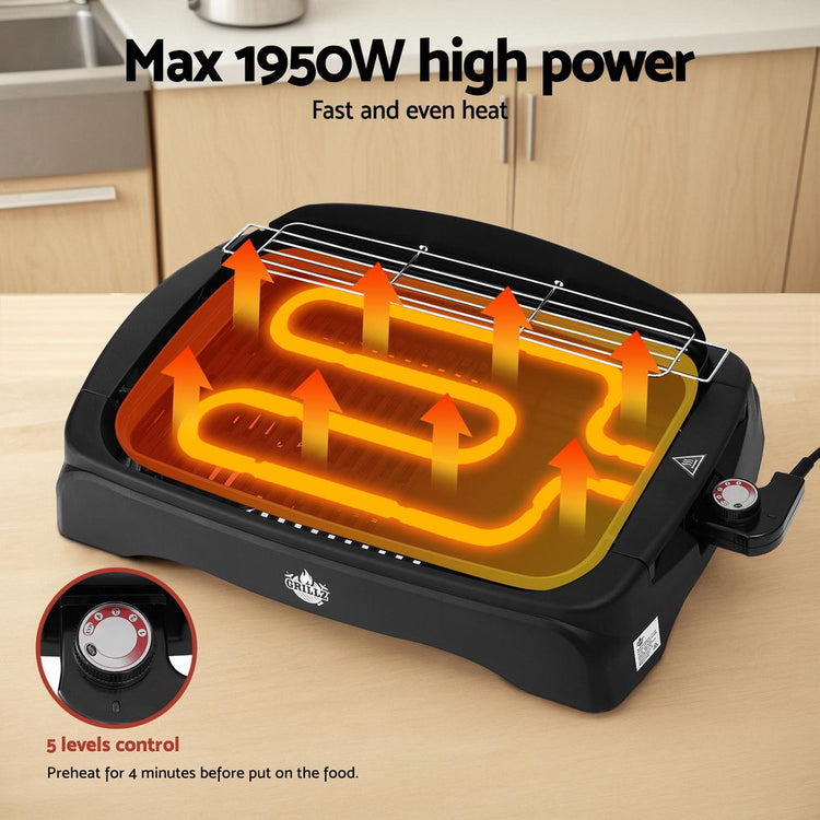 Grillz 1950W Electric BBQ Grill Non-stick Plate for Indoor Outdoor - Flavour Fushion Cooking Shop