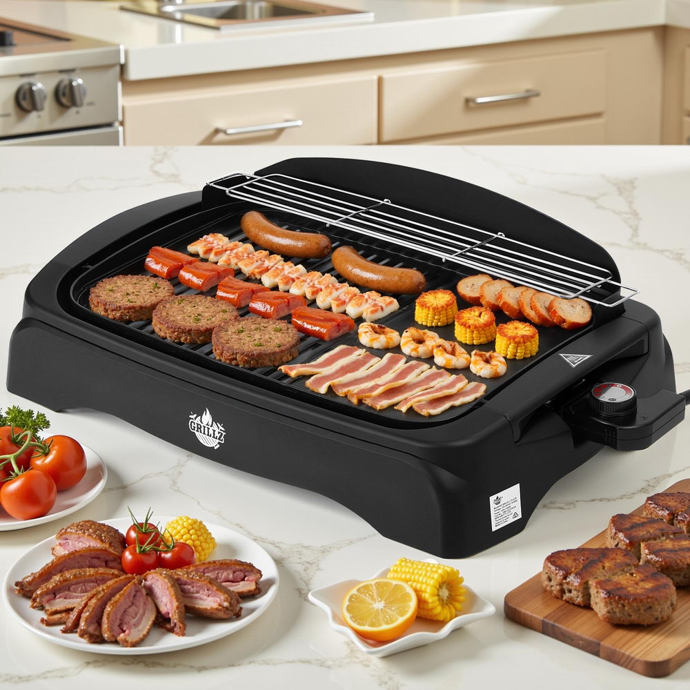 Grillz 1950W Electric BBQ Grill Non-stick Plate for Indoor Outdoor - Flavour Fushion Cooking Shop