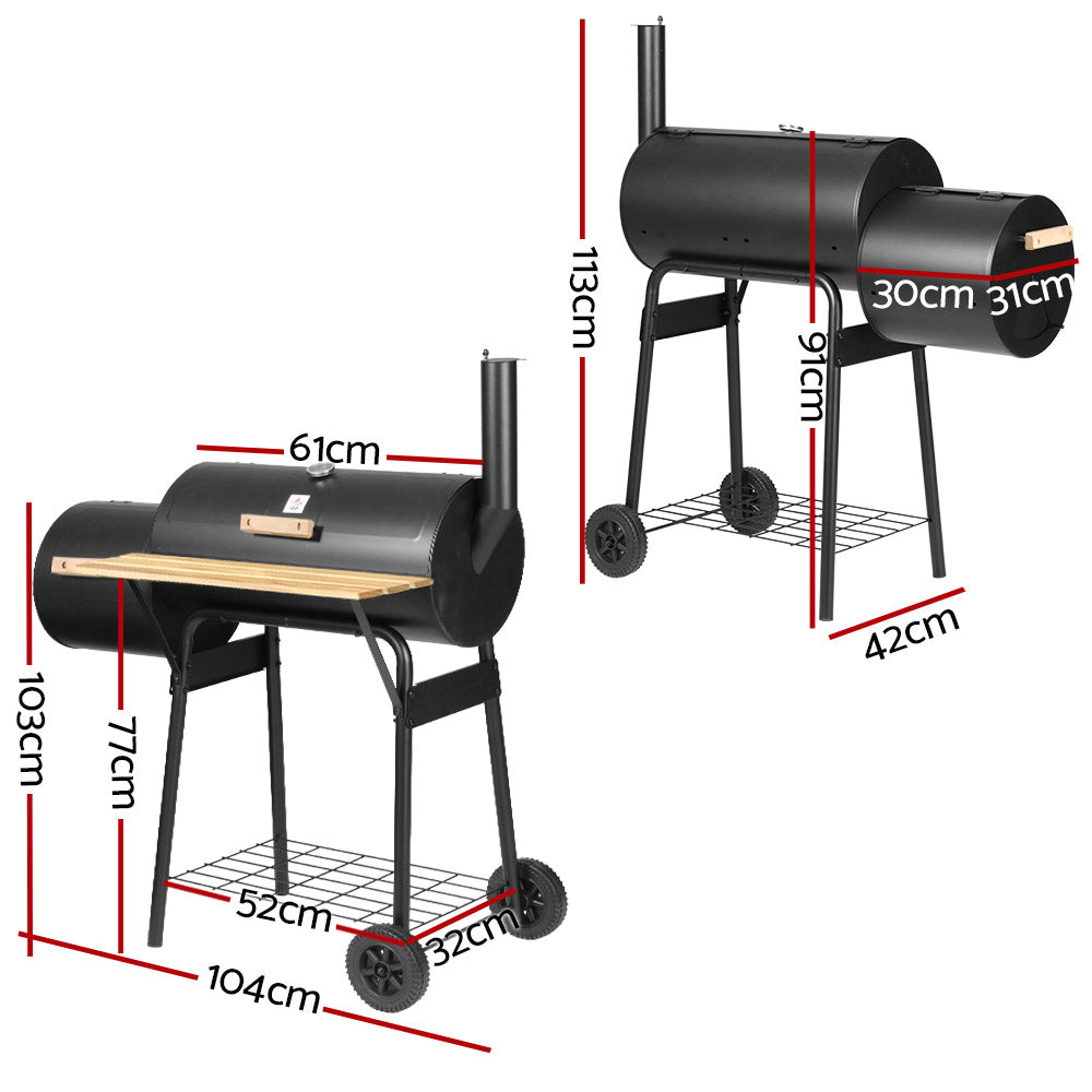 Grillz BBQ Grill 2-In-1 Offset Charcoal Smoker - Flavour Fushion Cooking Shop