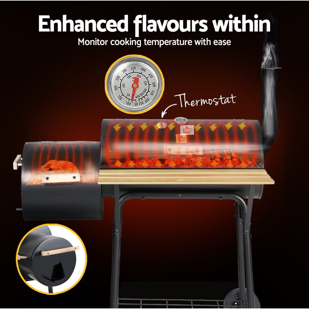 Grillz BBQ Grill 2-In-1 Offset Charcoal Smoker - Flavour Fushion Cooking Shop