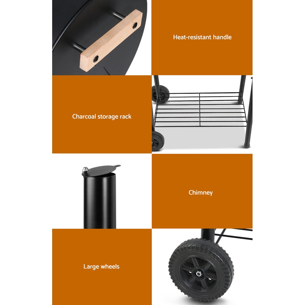 Grillz BBQ Grill 2-In-1 Offset Charcoal Smoker - Flavour Fushion Cooking Shop