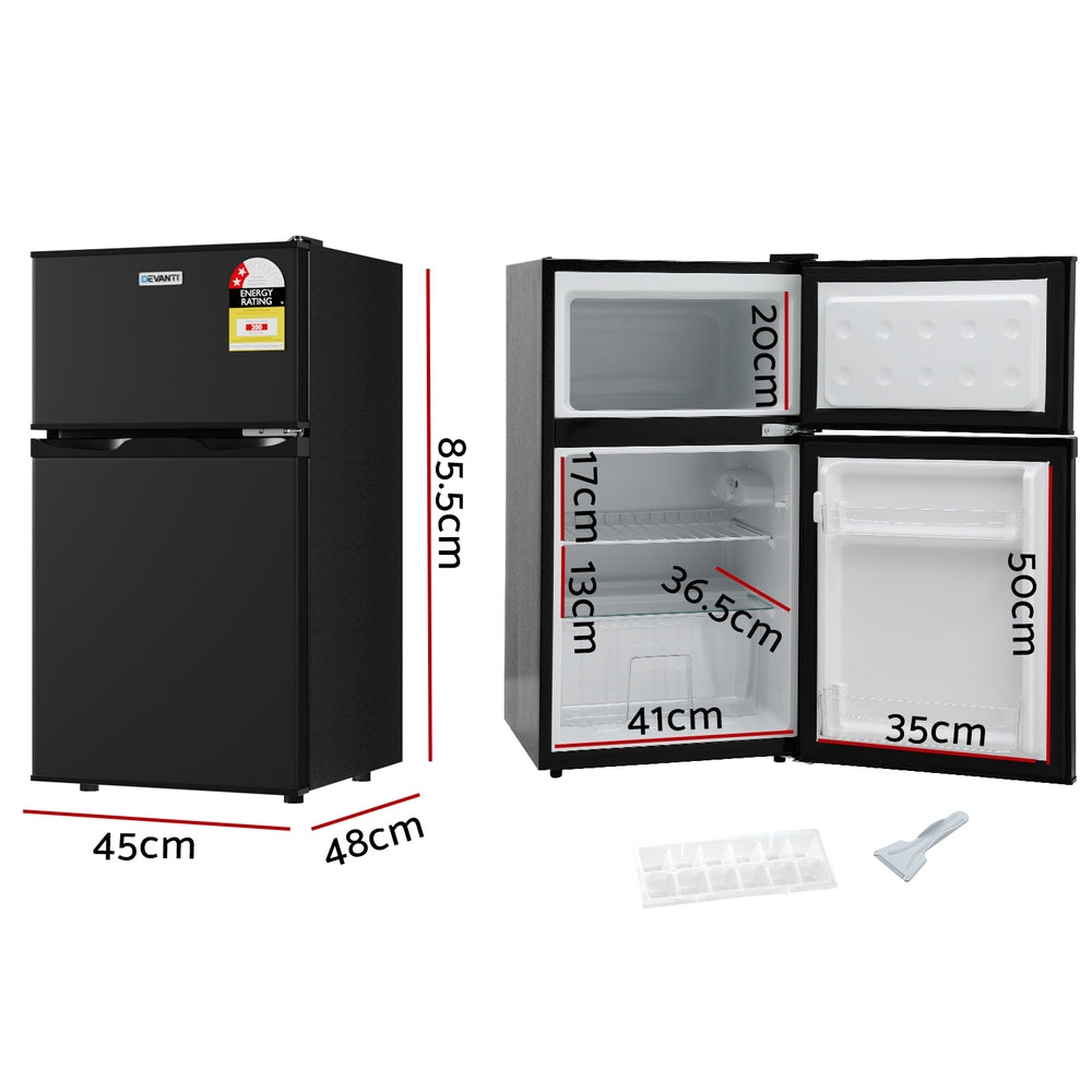 Devanti 85L Bar Fridge Mini Freezer Refrigerator Black