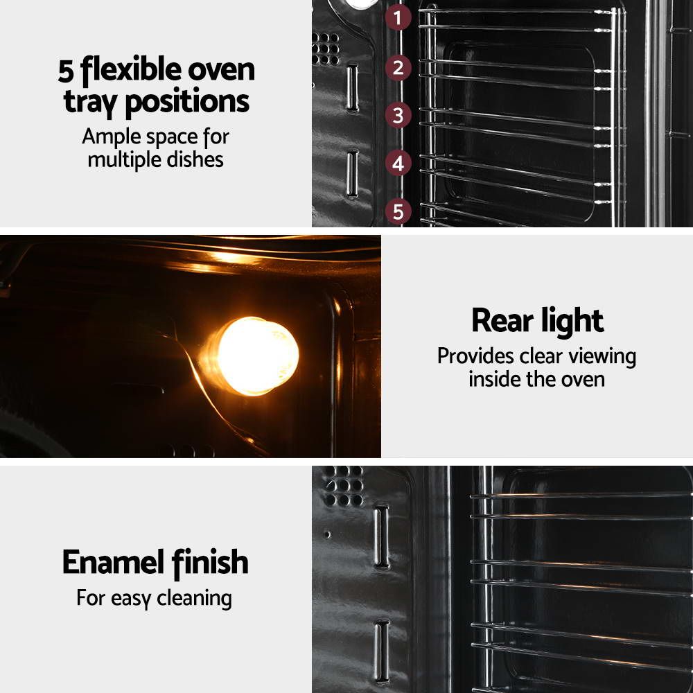 Devanti Electric Built In Wall Oven 80L Convection Grill Ovens Stainless Steel - Flavour Fushion Cooking Shop
