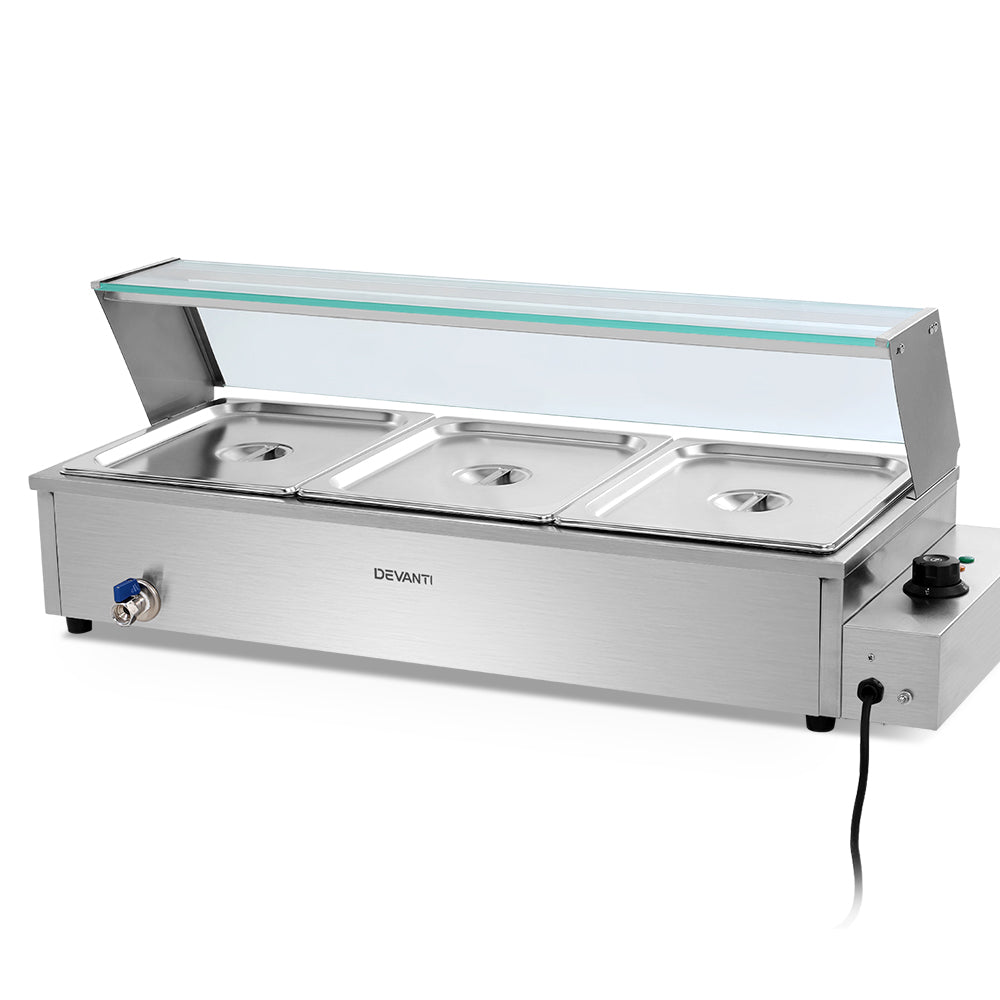 Devanti Commercial Food Warmer Bain Marie 3 Electric Buffet Pans - Flavour Fushion Cooking Shop
