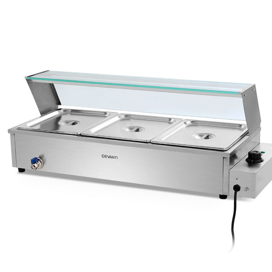 Devanti Commercial Food Warmer Bain Marie 3 Electric Buffet Pans - Flavour Fushion Cooking Shop