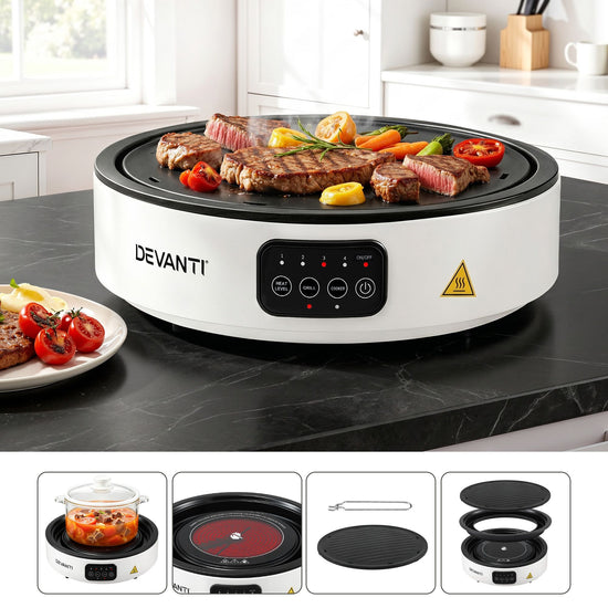 Devanti Ceramic Cooktop Electric Hot Plate Countertop Grill Cooker White - Flavour Fushion Cooking Shop