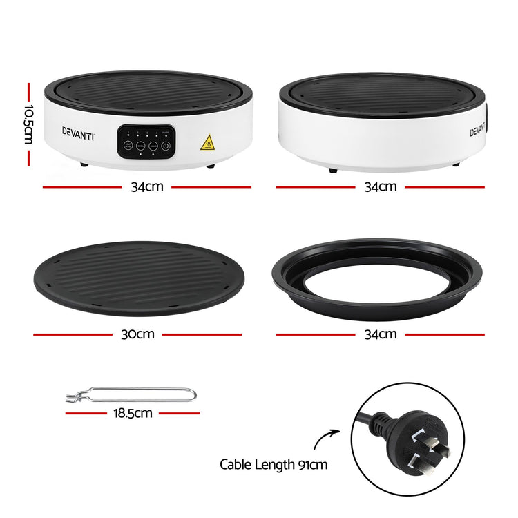 Devanti Ceramic Cooktop Electric Hot Plate Countertop Grill Cooker White - Flavour Fushion Cooking Shop