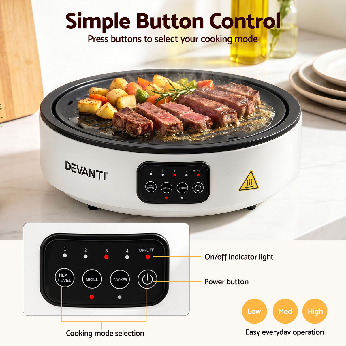 Devanti Ceramic Cooktop Electric Hot Plate Countertop Grill Cooker White - Flavour Fushion Cooking Shop