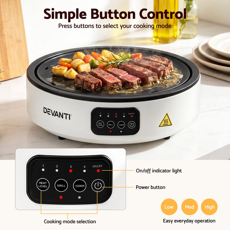 Devanti Ceramic Cooktop Electric Hot Plate Countertop Grill Cooker White - Flavour Fushion Cooking Shop