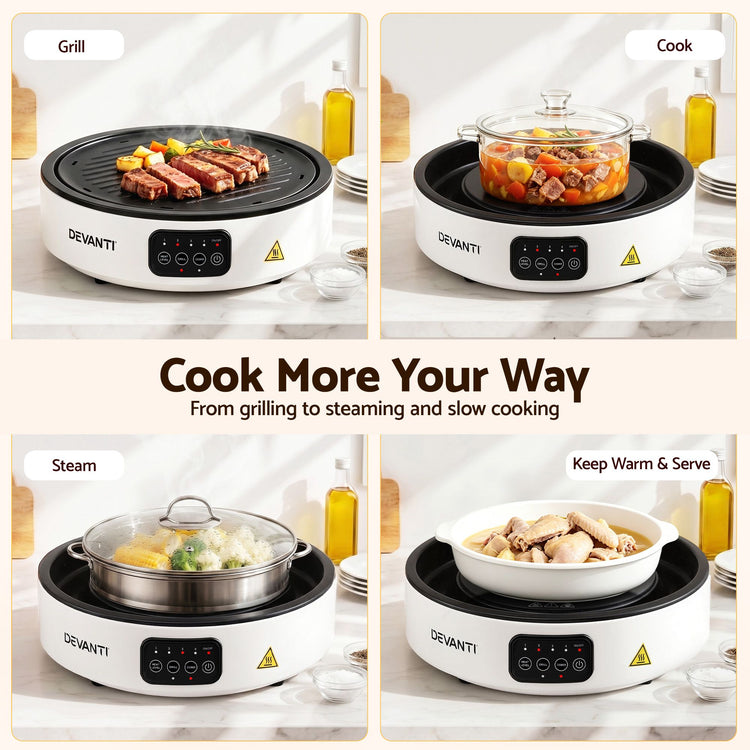 Devanti Ceramic Cooktop Electric Hot Plate Countertop Grill Cooker White - Flavour Fushion Cooking Shop