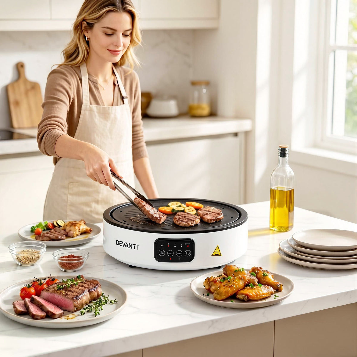 Devanti Ceramic Cooktop Electric Hot Plate Countertop Grill Cooker White - Flavour Fushion Cooking Shop