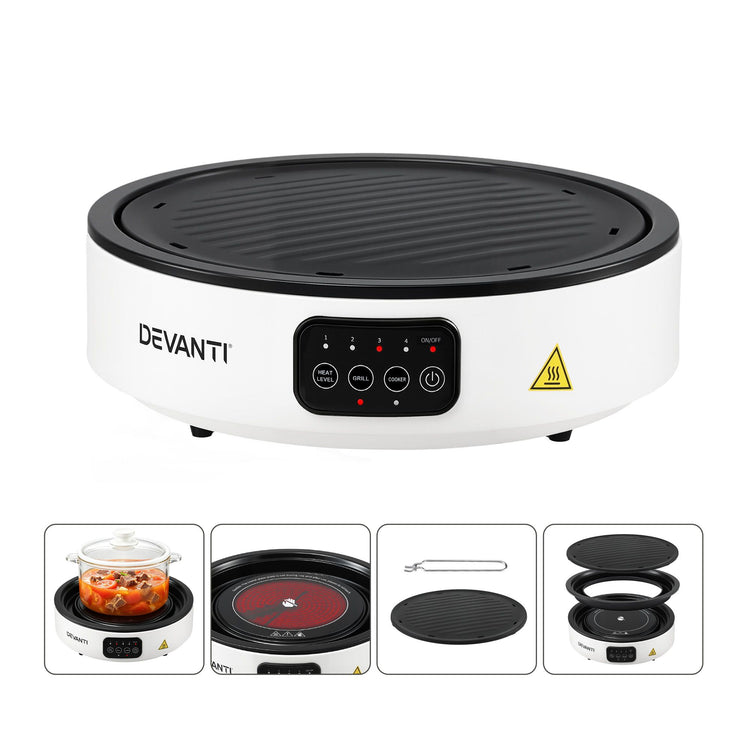 Devanti Ceramic Cooktop Electric Hot Plate Countertop Grill Cooker White - Flavour Fushion Cooking Shop