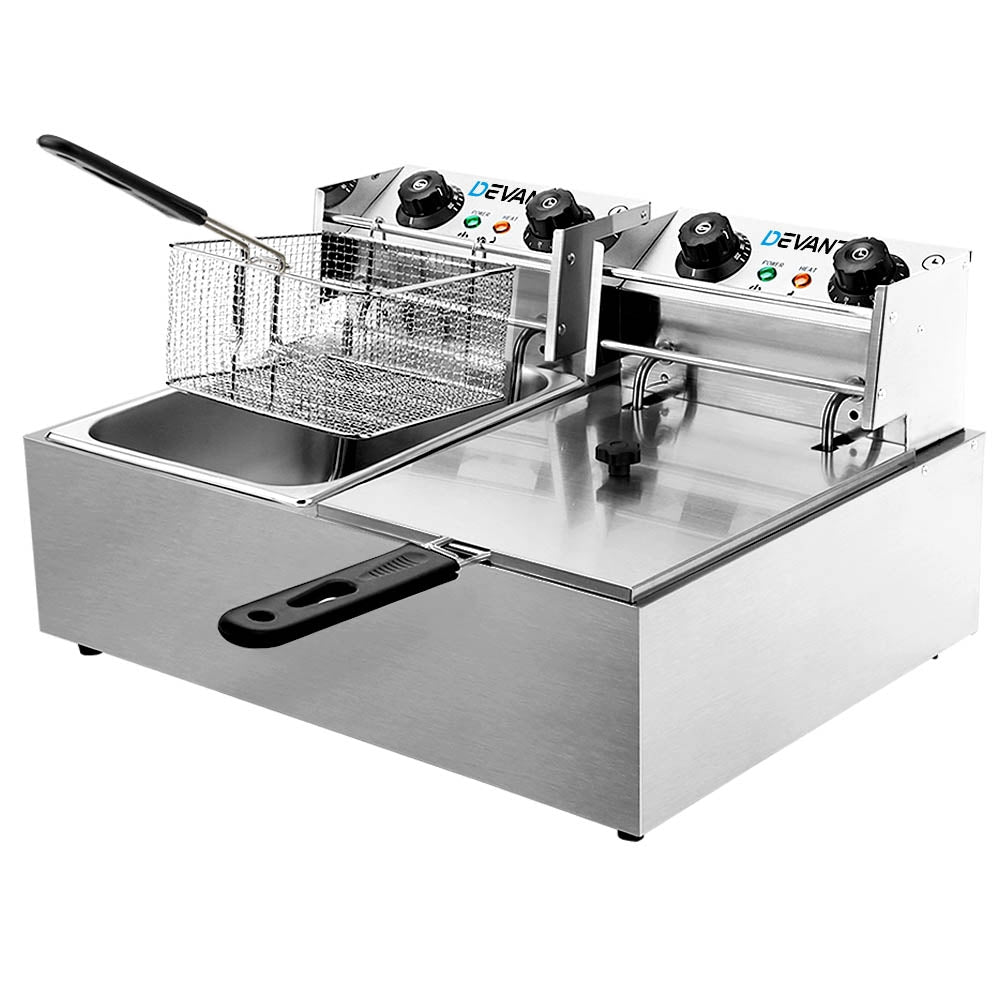 Devanti 20L Electric Commercial Deep Fryer Double Baskets 4400W - Flavour Fushion Cooking Shop