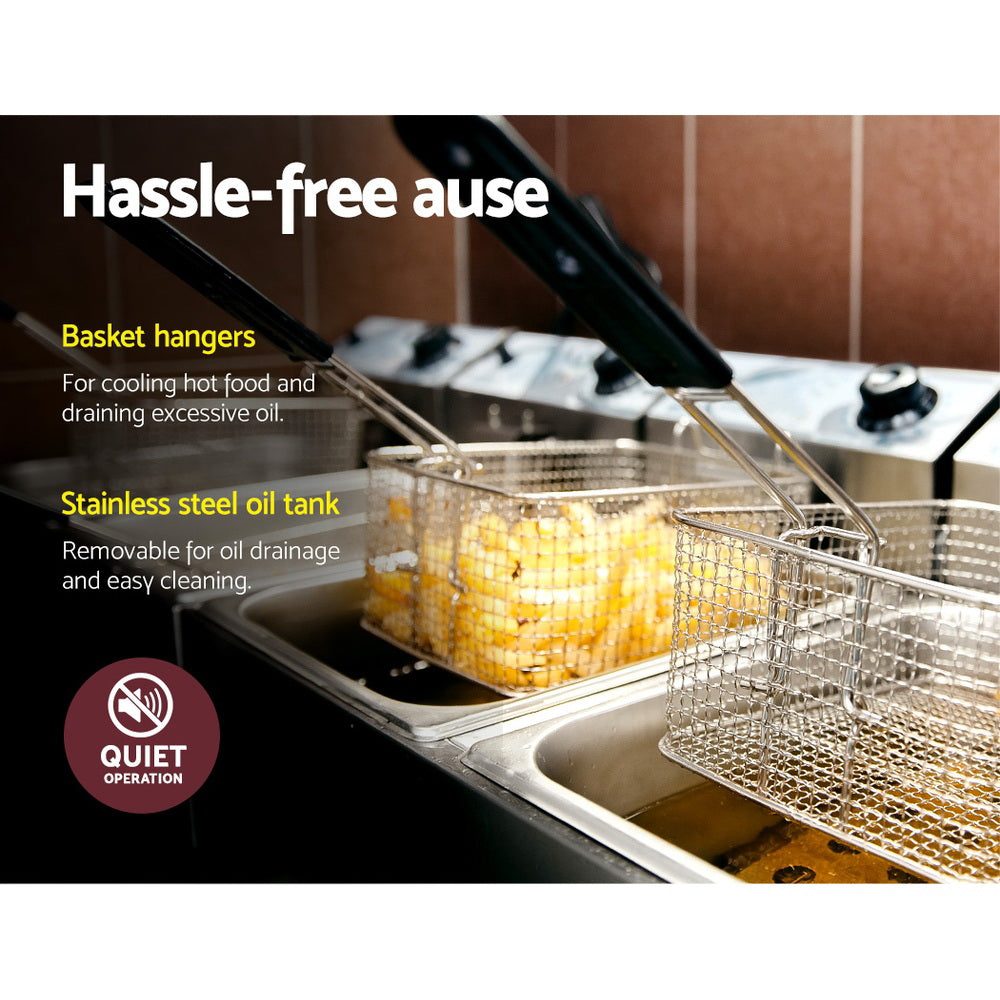 Devanti 20L Electric Commercial Deep Fryer Double Baskets 4400W - Flavour Fushion Cooking Shop