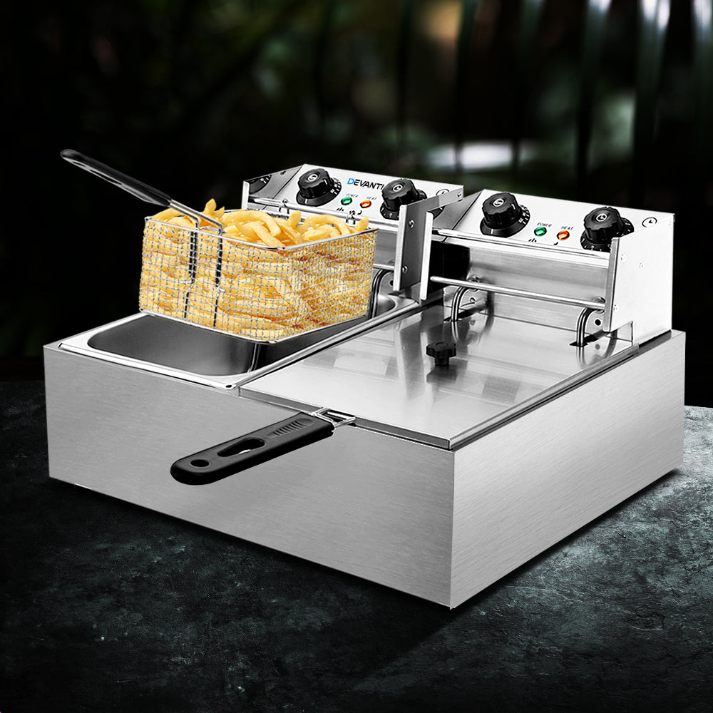 Devanti 20L Electric Commercial Deep Fryer Double Baskets 4400W - Flavour Fushion Cooking Shop