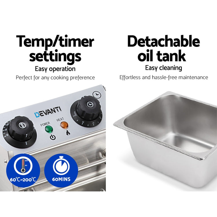 Devanti 10L Electric Commercial Deep Fryer Single Basket 2200W - Flavour Fushion Cooking Shop