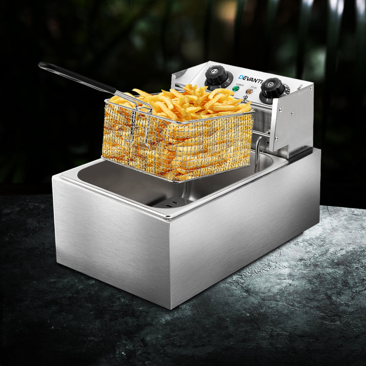 Devanti 10L Electric Commercial Deep Fryer Single Basket 2200W - Flavour Fushion Cooking Shop
