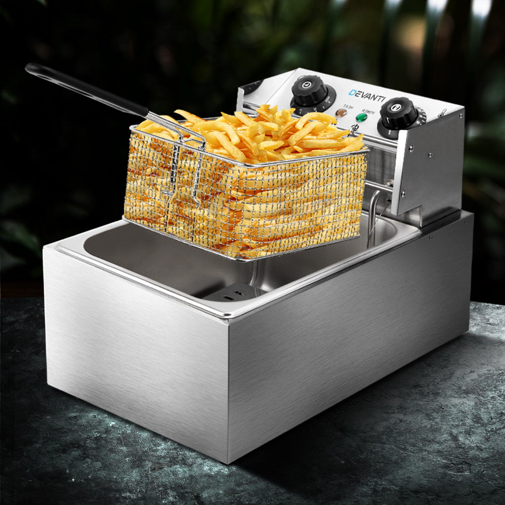 Devanti 10L Electric Commercial Deep Fryer Single Basket 2200W - Flavour Fushion Cooking Shop