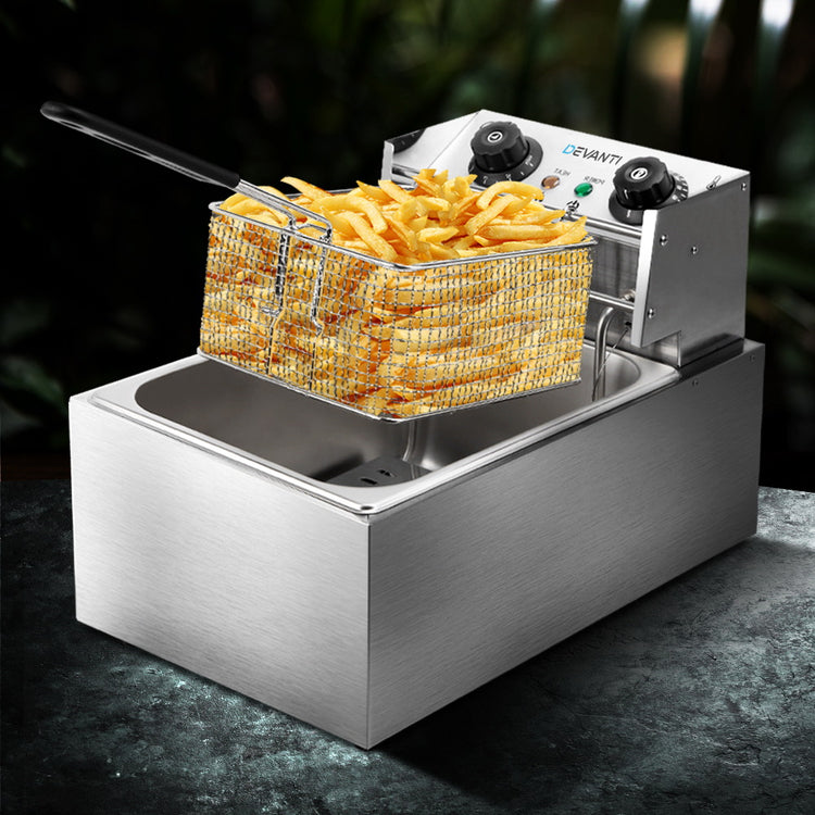Devanti 10L Electric Commercial Deep Fryer Single Basket 2200W - Flavour Fushion Cooking Shop