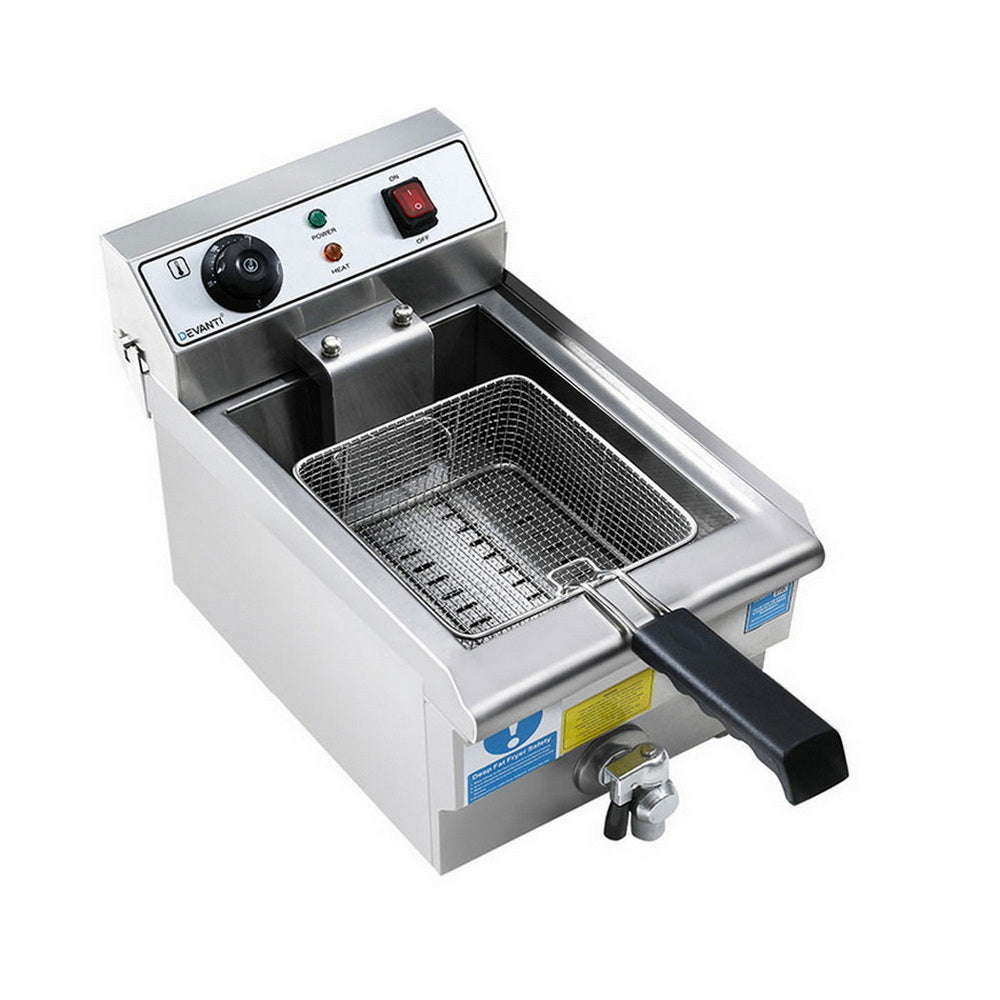 Devanti 3000W Electric Deep Fryer 10L Stainless Steel Fryer w/ Basket & Lid - Flavour Fushion Cooking Shop