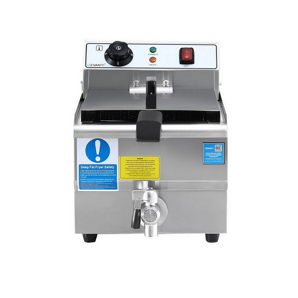 Devanti 3000W Electric Deep Fryer 10L Stainless Steel Fryer w/ Basket & Lid - Flavour Fushion Cooking Shop