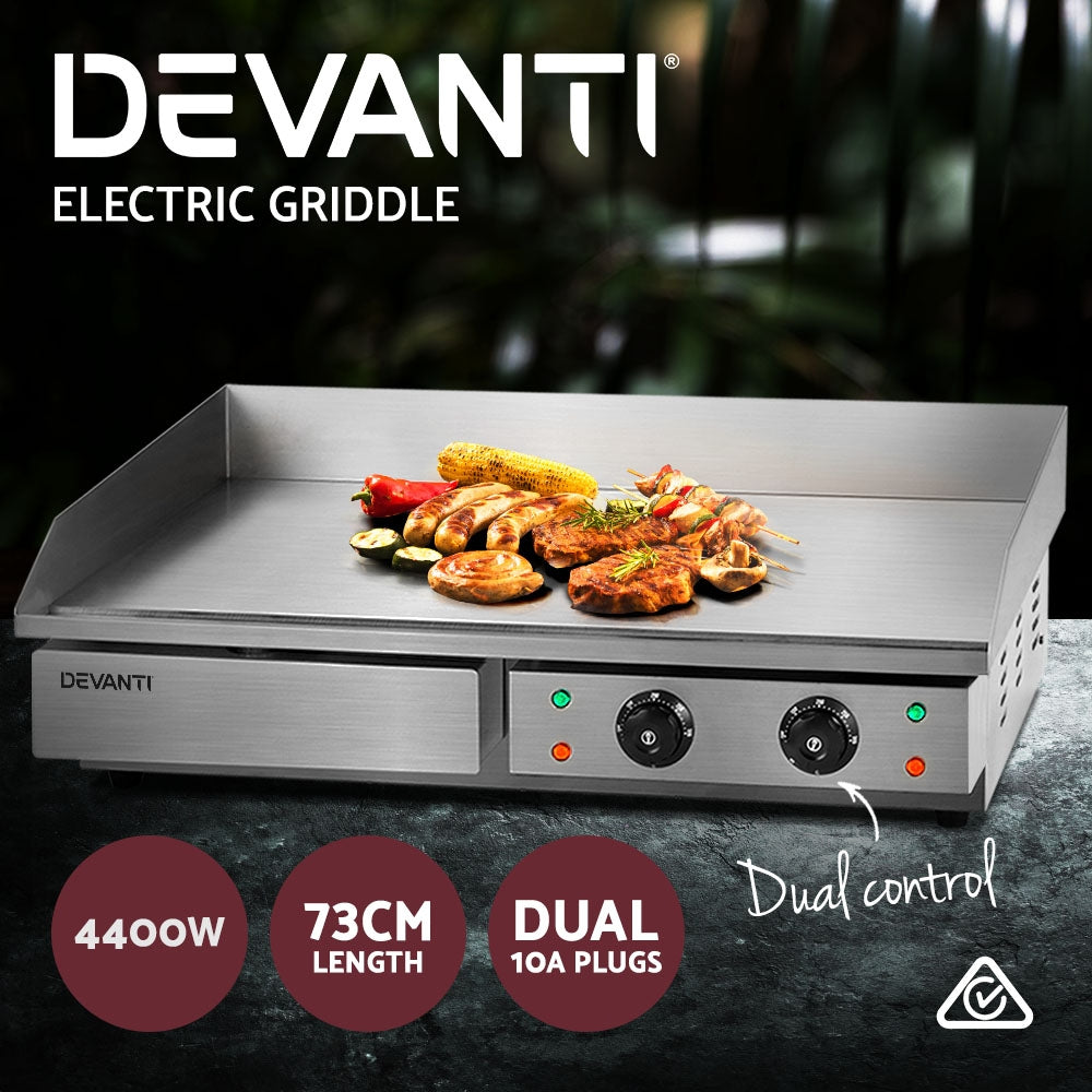 Devanti Commercial Electric Griddle 73cm BBQ Grill Plate 4400W - Flavour Fushion Cooking Shop