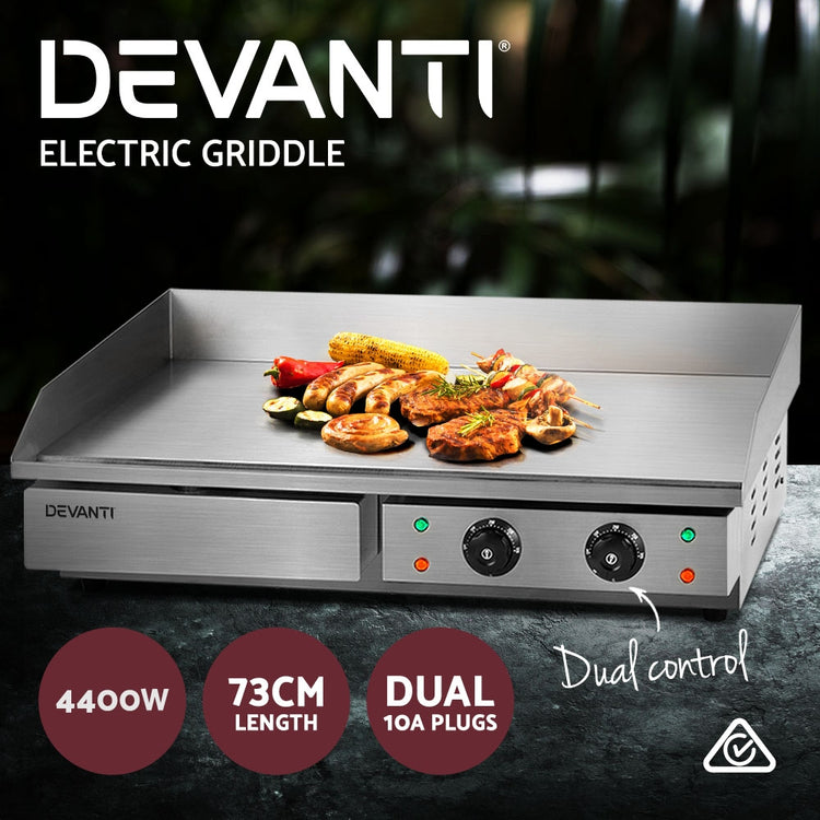 Devanti Commercial Electric Griddle 73cm BBQ Grill Plate 4400W - Flavour Fushion Cooking Shop
