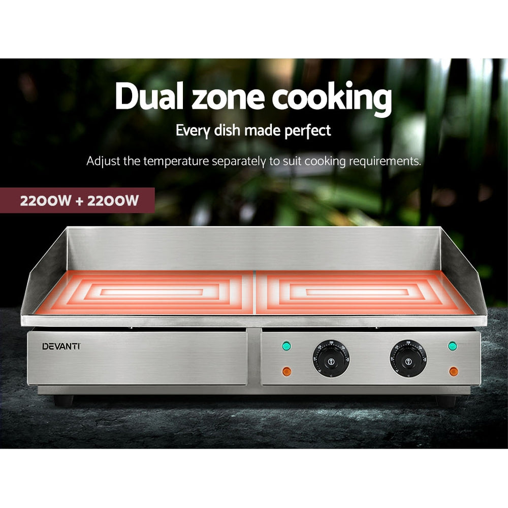 Devanti Commercial Electric Griddle 73cm BBQ Grill Plate 4400W - Flavour Fushion Cooking Shop