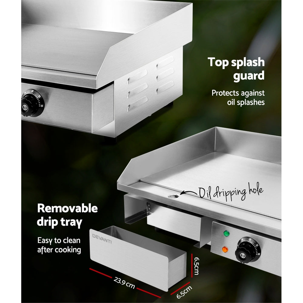 Devanti Commercial Electric Griddle 55cm BBQ Grill Plate 3000W - Flavour Fushion Cooking Shop