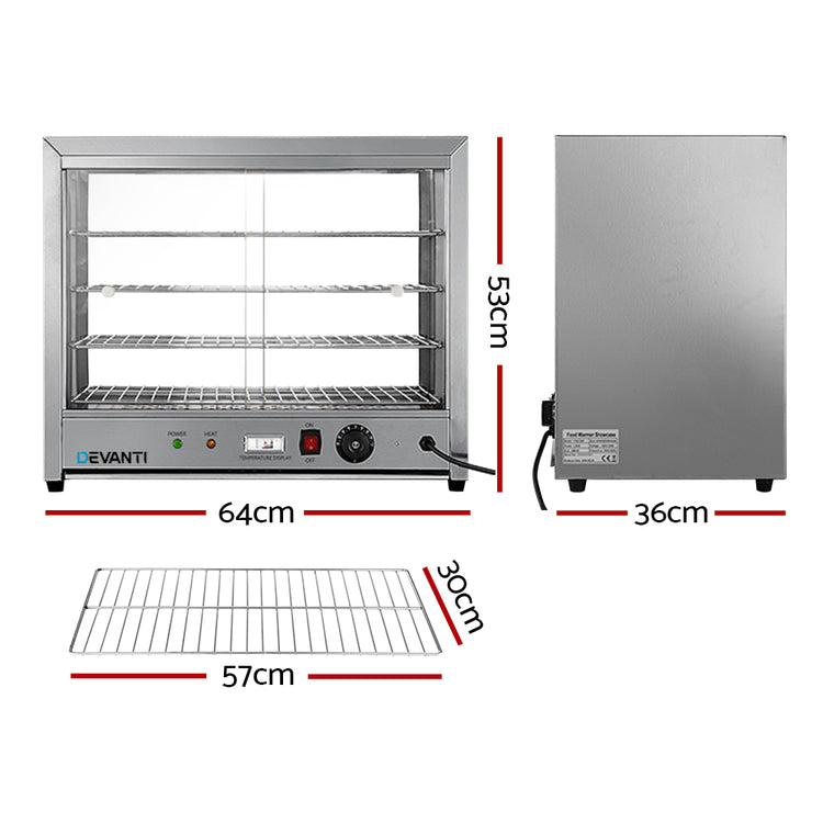 Devanti Commercial Food Warmer Hot Display Showcase Cabinet 64cm - Flavour Fushion Cooking Shop