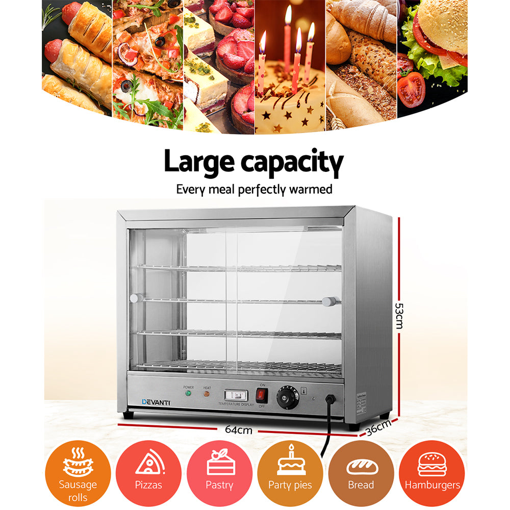 Devanti Commercial Food Warmer Hot Display Showcase Cabinet 64cm - Flavour Fushion Cooking Shop