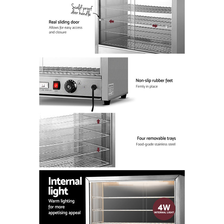 Devanti Commercial Food Warmer Hot Display Showcase Cabinet 64cm - Flavour Fushion Cooking Shop