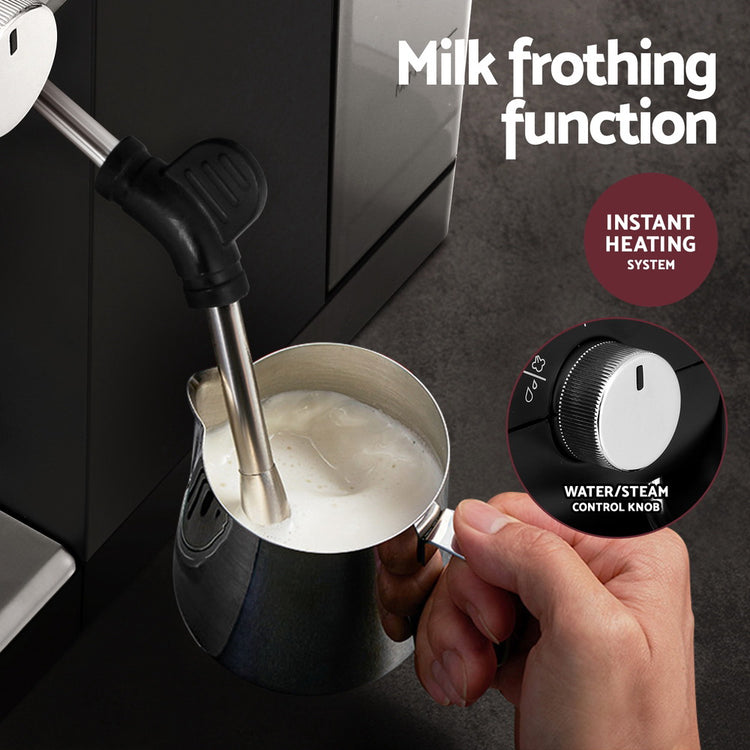 Devanti 20 Bar Coffee Machine Espresso Cafe Maker Black - Flavour Fushion Cooking Shop