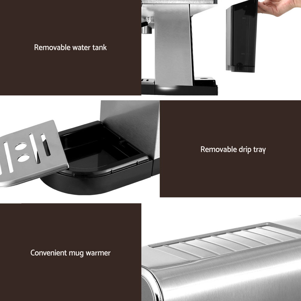 Devanti 20 Bar Coffee Machine Espresso Cafe Maker - Flavour Fushion Cooking Shop