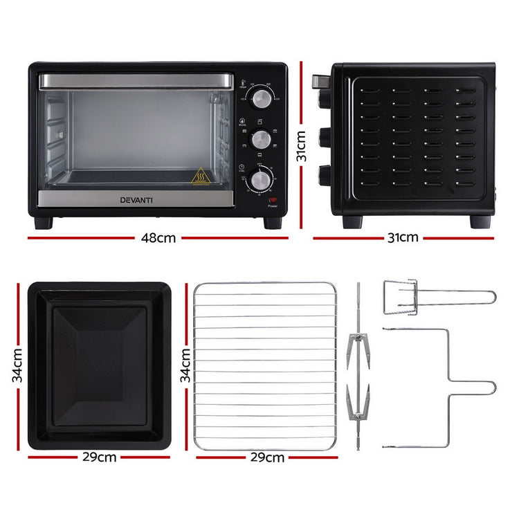 Devanti 30L Convection Oven Electric Fryer Ovens 1600W - Flavour Fushion Cooking Shop