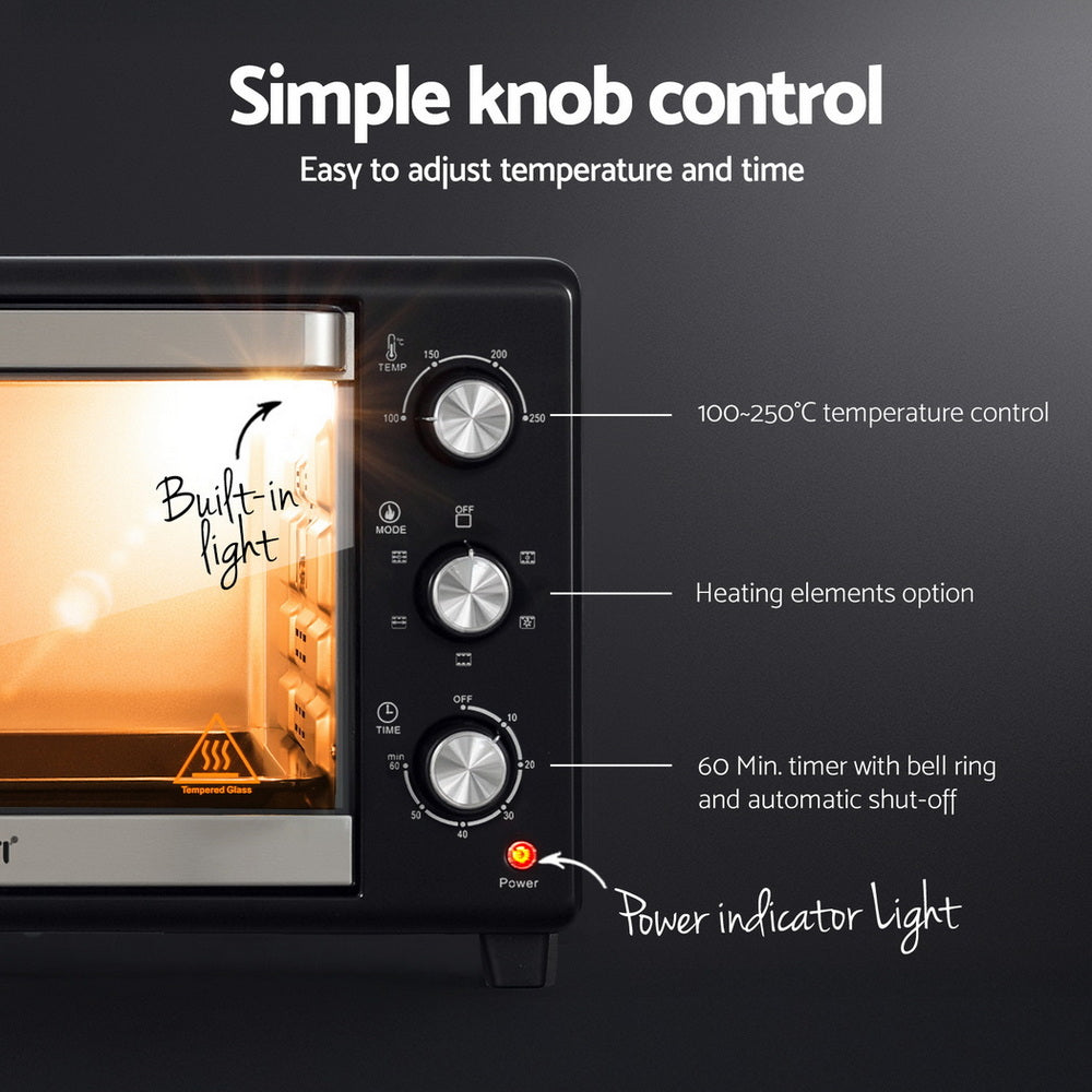 Devanti 30L Convection Oven Electric Fryer Ovens 1600W - Flavour Fushion Cooking Shop
