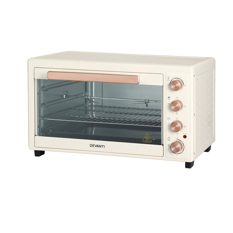 Devanti 60L Convection Oven Electric Fryer Ovens 2000W Cream - Flavour Fushion Cooking Shop