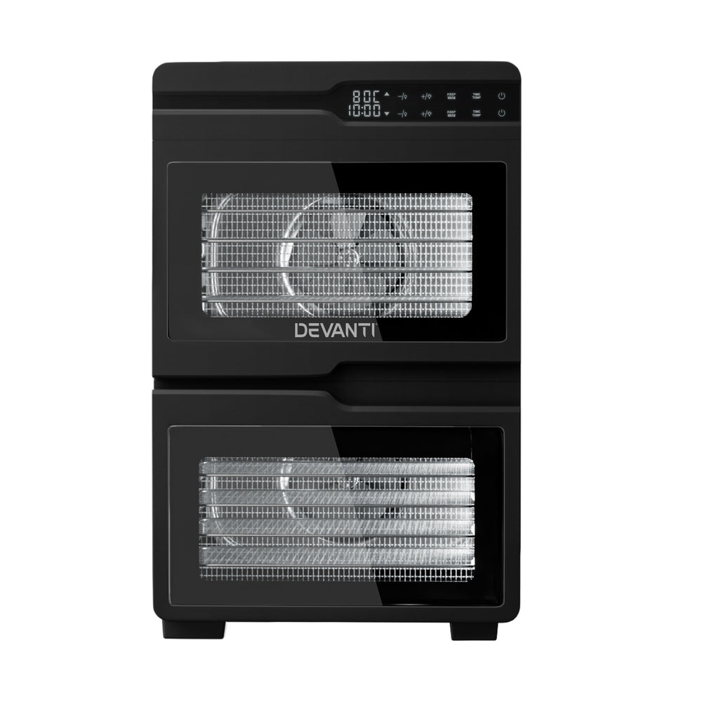 Devanti 12 Trays Food Dehydrator Dual-Zone Stainless Steel Fruit Jerky Dryer