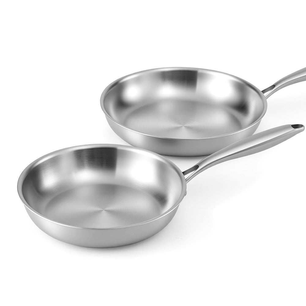 5-star Chef Frying Pan Stainless Steel Uncoated Twin Frypan Set 25/30cm Silver - Flavour Fushion Cooking Shop