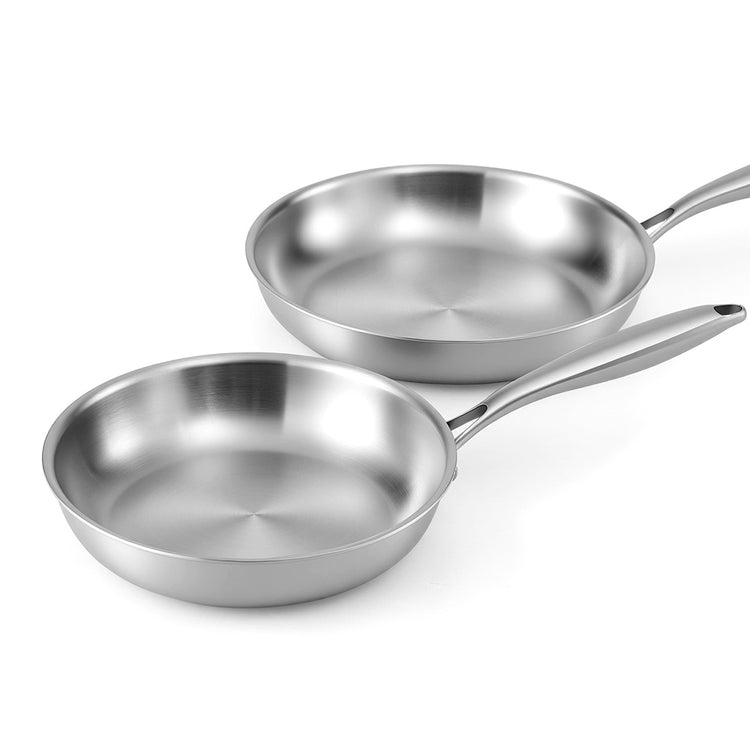 5-star Chef Frying Pan Stainless Steel Uncoated Twin Frypan Set 25/30cm Silver - Flavour Fushion Cooking Shop