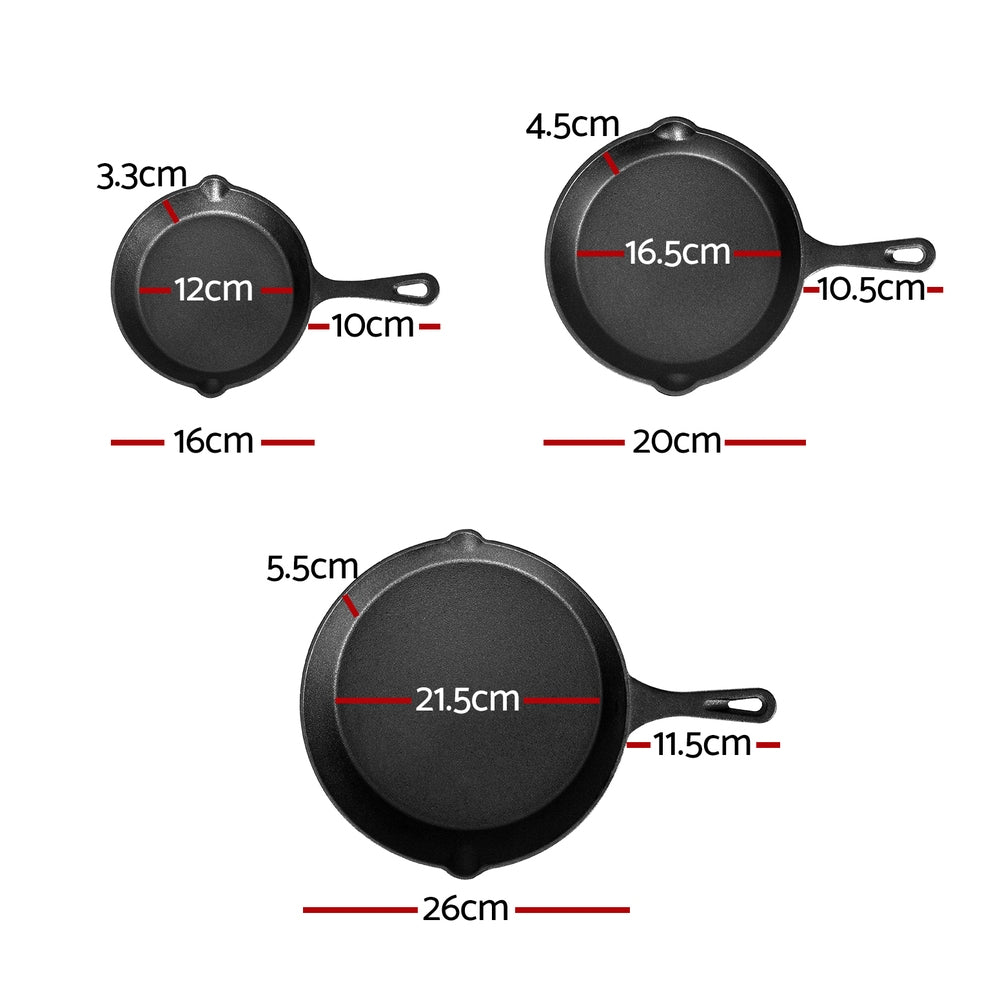 5-star chef Non Stick Frying Pan Cast Iron 3PCS - Flavour Fushion Cooking Shop